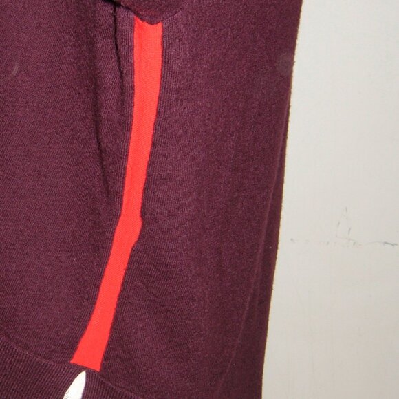 Tory Burch Sport Droptail Merino Wool Side Stripe Sweater Burgundy Red XS - Picture 3 of 7